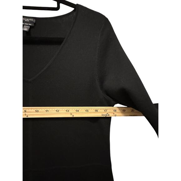 Talbots Black Pure Merino Wool Sweater Dress Size LP OfficeChic CapsuleWardrobe - Picture 5 of 7